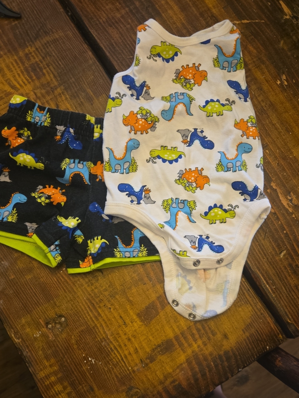Garanimals White & Black Dinosaur Onesie and Shorts Set